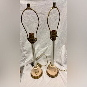 Vintage 1950’s mid century modern Brass and porcelain Table Lamps